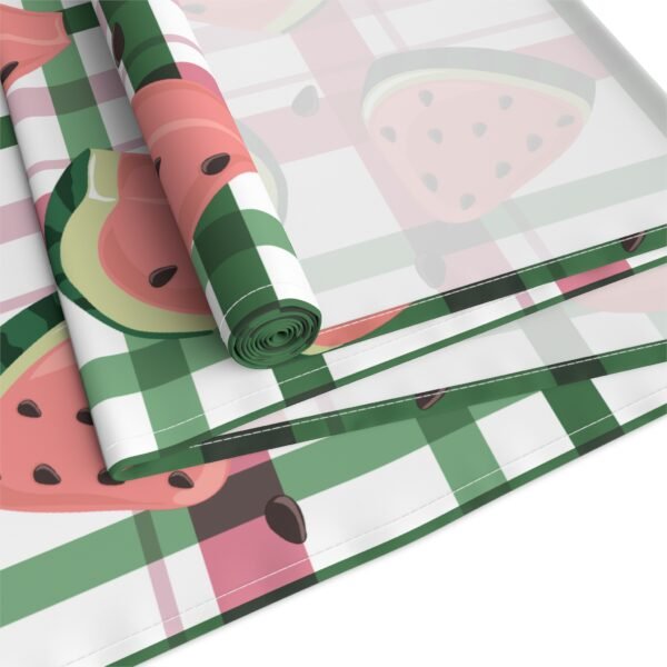 Plaid Watermelon Table Runner, Cotton Poly Blend - Farmhouse Kitchen Decor, Summer Dining Table Centerpiece, Housewarming Gift, BBQ Party - Image 11