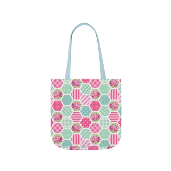 Canvas Tote Bag - Pink Blue White Floral Polka Dot Stripe - Image 36