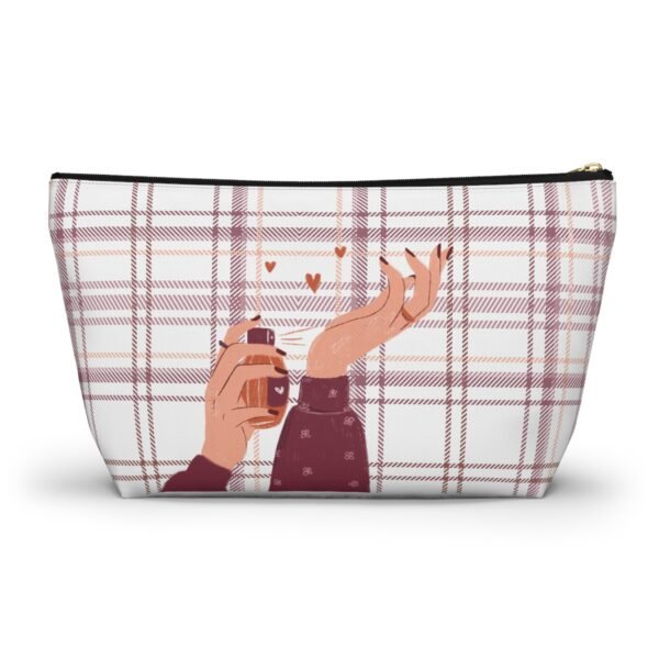 Plaid and Perfume Pattern Accessory Pouch w T-bottom, Tartan Makeup Bag, Travel Toiletry Case, Cosmetic Organizer, Gift for Her - Image 2