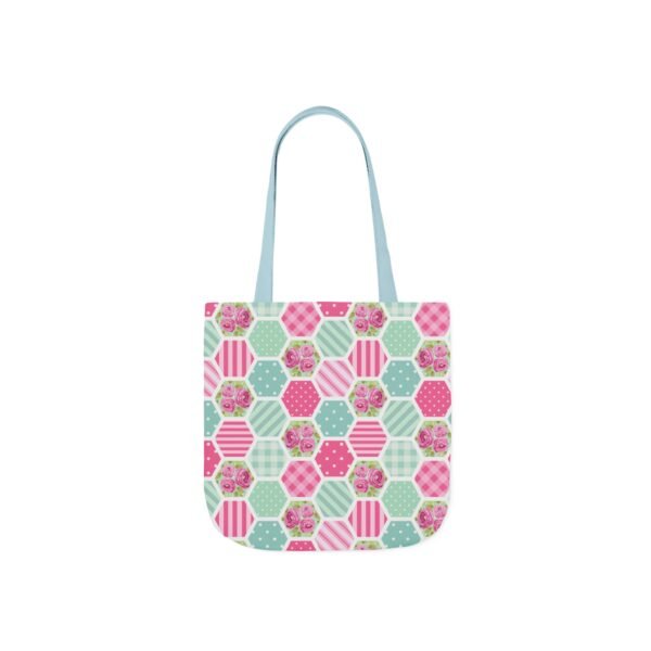 Canvas Tote Bag - Pink Blue White Floral Polka Dot Stripe - Image 18