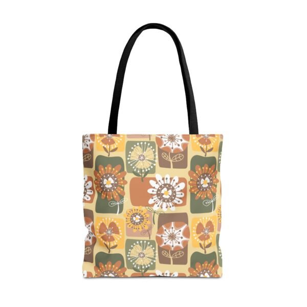 Floral Earth Tone Plaid Tote Bag, Boho Chic Shopping Bag - Image 12