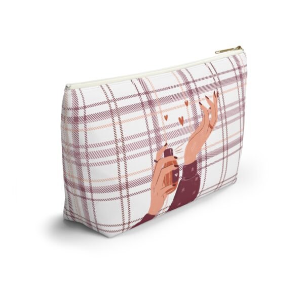 Plaid and Perfume Pattern Accessory Pouch w T-bottom, Tartan Makeup Bag, Travel Toiletry Case, Cosmetic Organizer, Gift for Her - Image 8