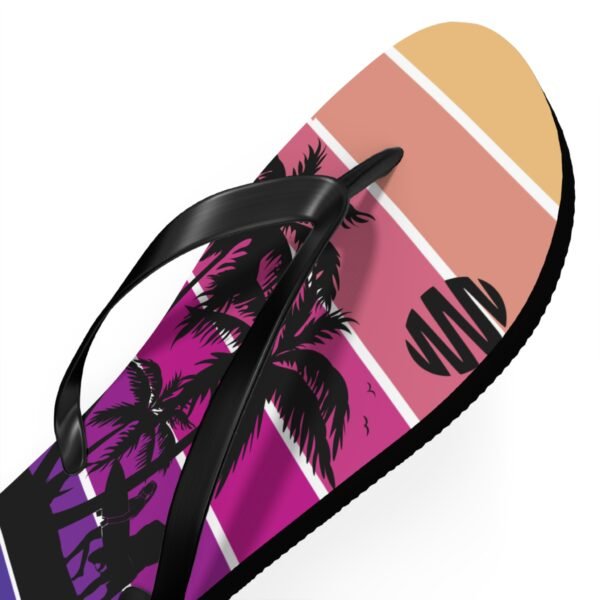 Flip Flops, Palm Tree Surfing Beach Scene Flipflops - Image 15