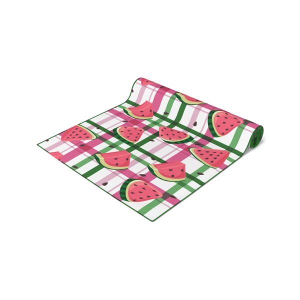 Plaid Watermelon Table Runner, Cotton Poly Blend - Farmhouse Kitchen Decor, Summer Dining Table Centerpiece, Housewarming Gift, BBQ Party - Image 14