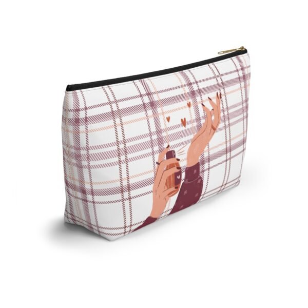 Plaid and Perfume Pattern Accessory Pouch w T-bottom, Tartan Makeup Bag, Travel Toiletry Case, Cosmetic Organizer, Gift for Her - Image 4