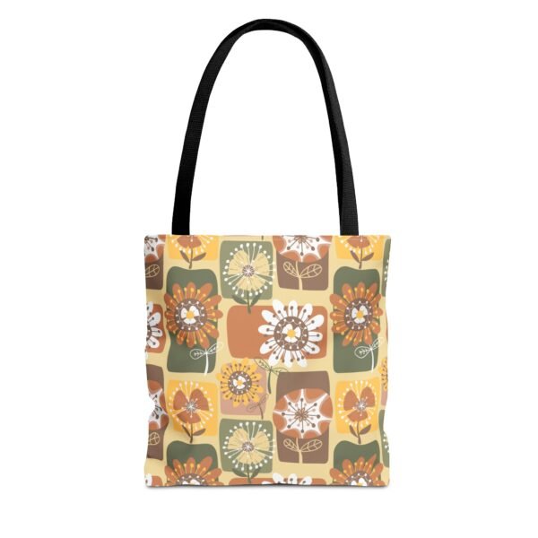 Floral Earth Tone Plaid Tote Bag, Boho Chic Shopping Bag - Image 6