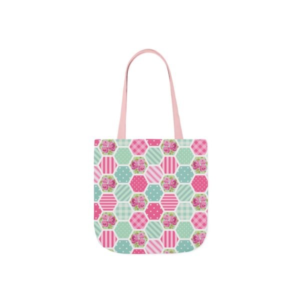 Canvas Tote Bag - Pink Blue White Floral Polka Dot Stripe - Image 23