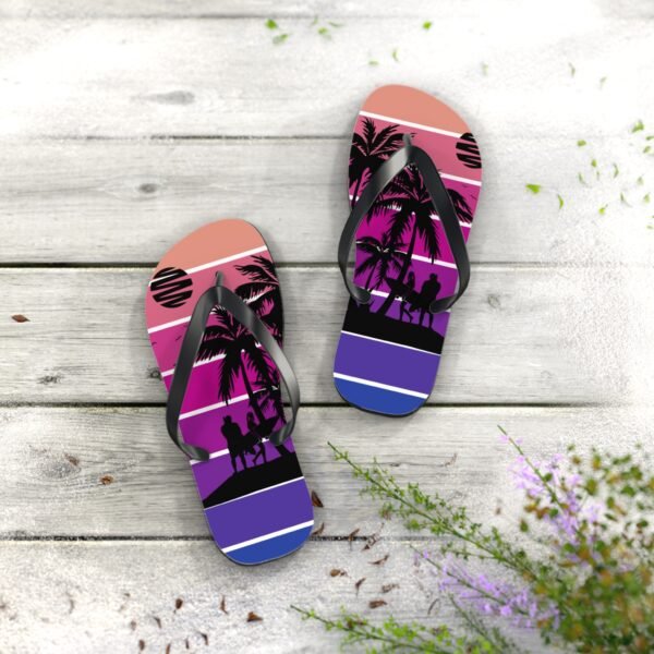 Flip Flops, Palm Tree Surfing Beach Scene Flipflops - Image 8