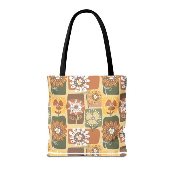 Floral Earth Tone Plaid Tote Bag, Boho Chic Shopping Bag - Image 10