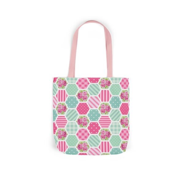 Canvas Tote Bag - Pink Blue White Floral Polka Dot Stripe - Image 44