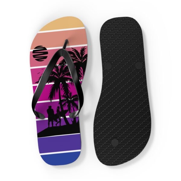 Flip Flops, Palm Tree Surfing Beach Scene Flipflops - Image 14