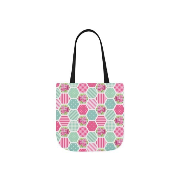 Canvas Tote Bag - Pink Blue White Floral Polka Dot Stripe - Image 14