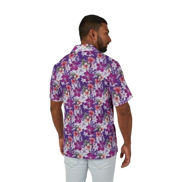 Hawaiian Shirt, Men's Button Up Beach Aloha Tropical Floral Print, - Image 4