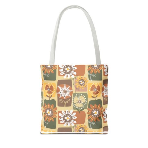 Floral Earth Tone Plaid Tote Bag, Boho Chic Shopping Bag - Image 3