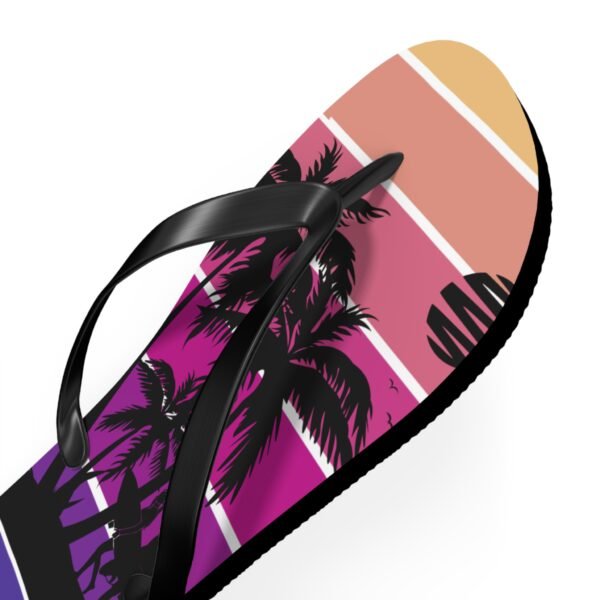 Flip Flops, Palm Tree Surfing Beach Scene Flipflops - Image 11