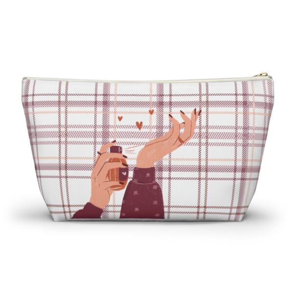 Plaid and Perfume Pattern Accessory Pouch w T-bottom, Tartan Makeup Bag, Travel Toiletry Case, Cosmetic Organizer, Gift for Her - Image 6