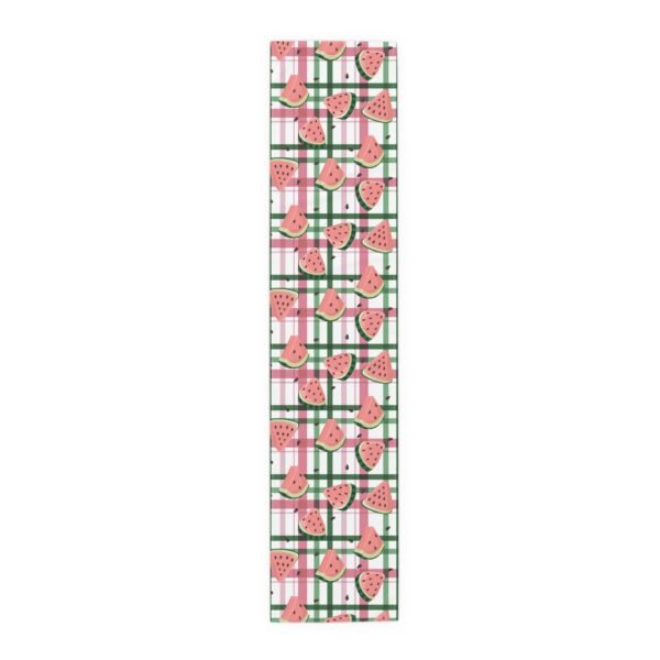 Plaid Watermelon Table Runner, Cotton Poly Blend - Farmhouse Kitchen Decor, Summer Dining Table Centerpiece, Housewarming Gift, BBQ Party - Image 2