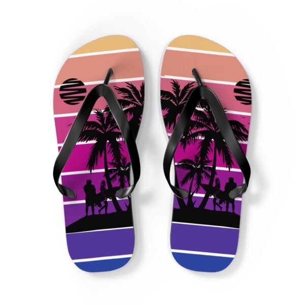 Flip Flops, Palm Tree Surfing Beach Scene Flipflops - Image 9
