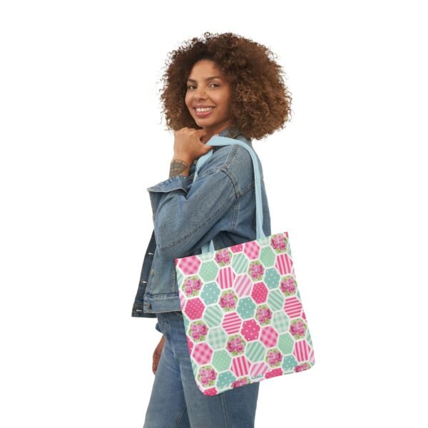 Canvas Tote Bag - Pink Blue White Floral Polka Dot Stripe - Image 40
