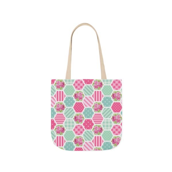 Canvas Tote Bag - Pink Blue White Floral Polka Dot Stripe - Image 29