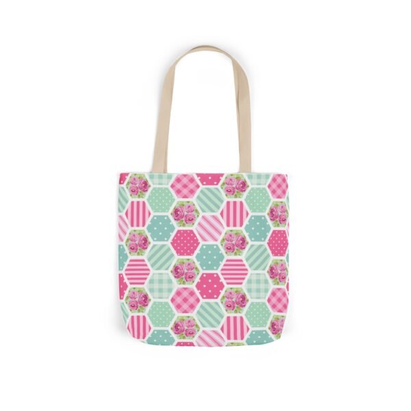 Canvas Tote Bag - Pink Blue White Floral Polka Dot Stripe - Image 30
