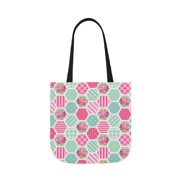 Canvas Tote Bag - Pink Blue White Floral Polka Dot Stripe - Image 58