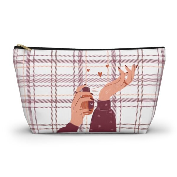 Plaid and Perfume Pattern Accessory Pouch w T-bottom, Tartan Makeup Bag, Travel Toiletry Case, Cosmetic Organizer, Gift for Her