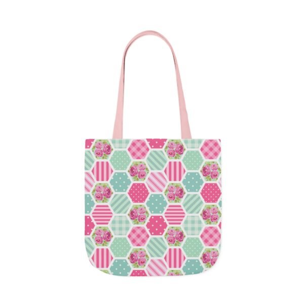 Canvas Tote Bag - Pink Blue White Floral Polka Dot Stripe - Image 72