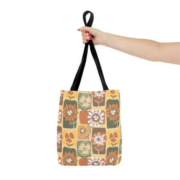 Floral Earth Tone Plaid Tote Bag, Boho Chic Shopping Bag - Image 8