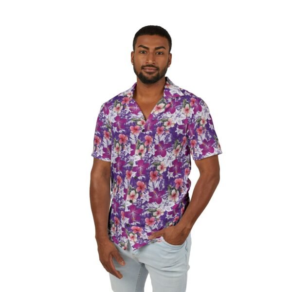Hawaiian Shirt, Men's Button Up Beach Aloha Tropical Floral Print,