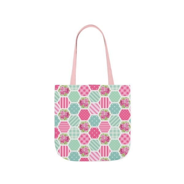 Canvas Tote Bag - Pink Blue White Floral Polka Dot Stripe - Image 43