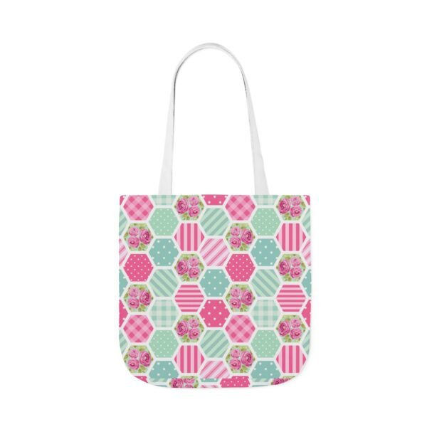Canvas Tote Bag - Pink Blue White Floral Polka Dot Stripe - Image 77