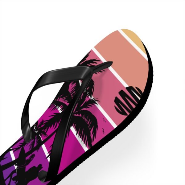 Flip Flops, Palm Tree Surfing Beach Scene Flipflops - Image 4