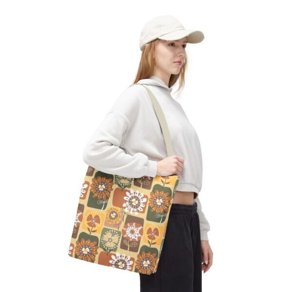 Floral Earth Tone Plaid Tote Bag, Boho Chic Shopping Bag - Image 31