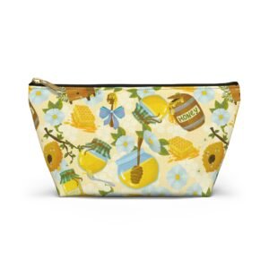 Honey Jar Accessory Pouch, Honey Pattern Makeup Bag, Small Zipper Pouch, Cosmetic Bag, Travel Toiletry Bag, Gift for Bee Lovers
