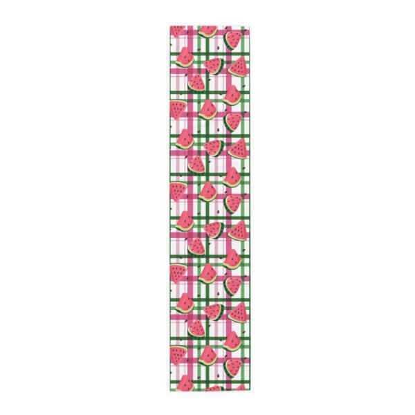 Plaid Watermelon Table Runner, Cotton Poly Blend - Farmhouse Kitchen Decor, Summer Dining Table Centerpiece, Housewarming Gift, BBQ Party - Image 5