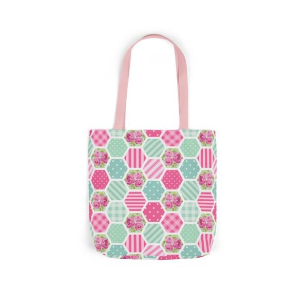 Canvas Tote Bag - Pink Blue White Floral Polka Dot Stripe - Image 42