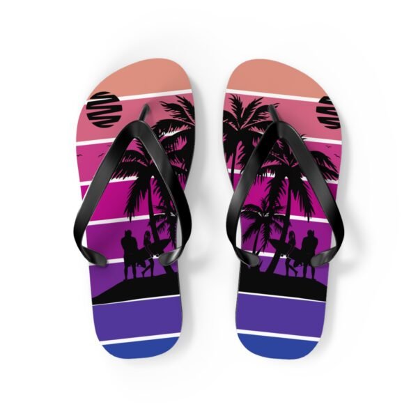 Flip Flops, Palm Tree Surfing Beach Scene Flipflops - Image 5