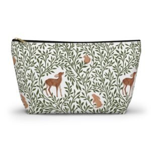 Forest Animal Pattern Accessory Pouch, T-Bottom Bag for Travel Organizing, Zipper Pouch, Small Makeup Bag, Toiletry Organizer, Cute Animal