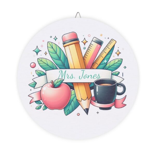 Personalized Classroom Wood Door Sign, Custom Name Teacher Gift - Image 4
