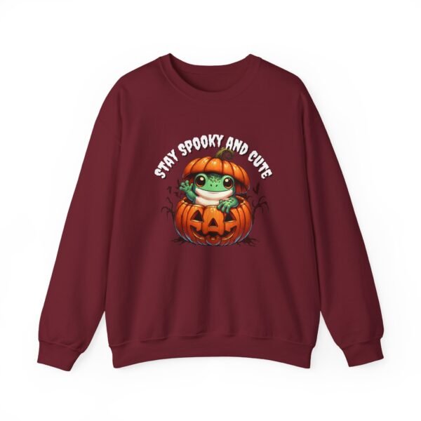 Cute Spooky Frog Jack-O-Lantern Sweatshirt, Halloween Graphic Crewneck, Unisex Jumper Gift, Funny Fall Apparel, Stay Cute Sweater - Image 54