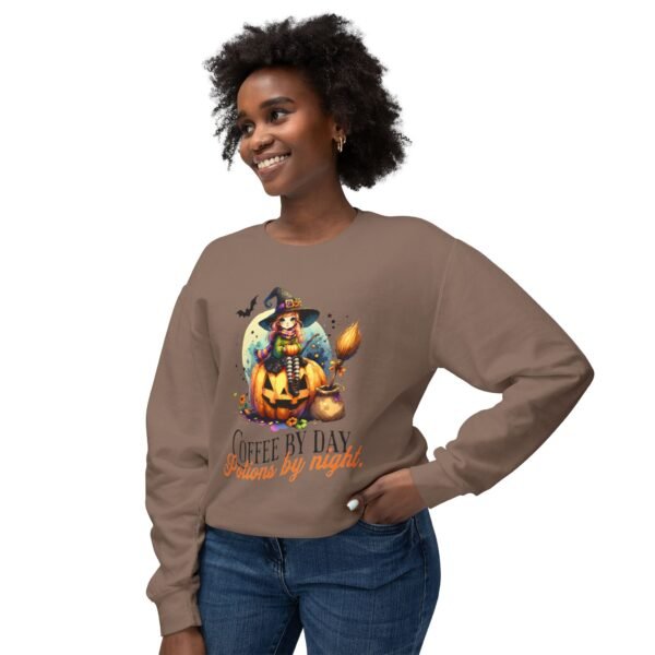 Halloween Witch on Pumpkin Unisex Sweatshirt, Coffee by Day, Potions at Night, Lightweight Crewneck, Comfort Colors, Halloween Shirt, Witch - Image 19