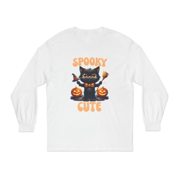 Spooky Cute Black Cat Witch Halloween Unisex Long Sleeve T-Shirt, Witchy Cat Tee, Halloween Shirt, Fall Fashion, Spooky Clothing, Black Cat - Image 5