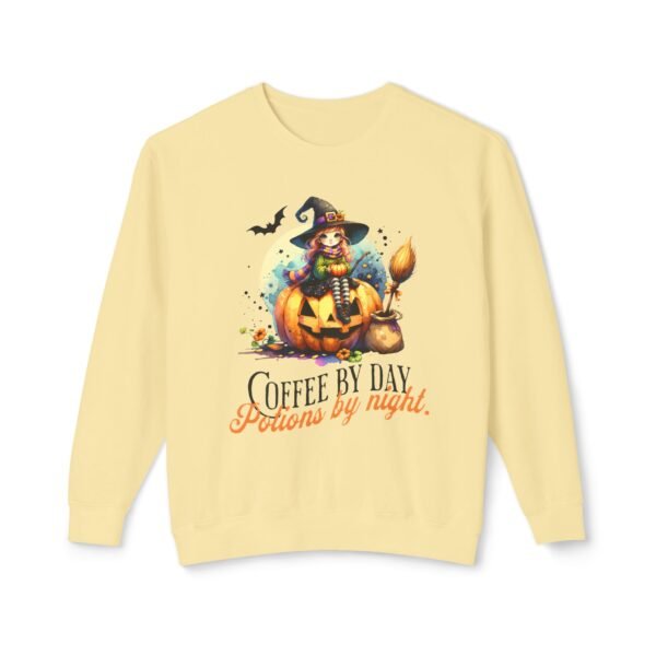 Halloween Witch on Pumpkin Unisex Sweatshirt, Coffee by Day, Potions at Night, Lightweight Crewneck, Comfort Colors, Halloween Shirt, Witch - Image 21