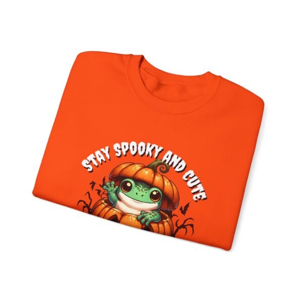 Cute Spooky Frog Jack-O-Lantern Sweatshirt, Halloween Graphic Crewneck, Unisex Jumper Gift, Funny Fall Apparel, Stay Cute Sweater - Image 6