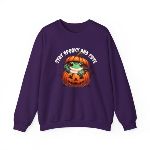 Cute Spooky Frog Jack-O-Lantern Sweatshirt, Halloween Graphic Crewneck, Unisex Jumper Gift, Funny Fall Apparel, Stay Cute Sweater - Image 39