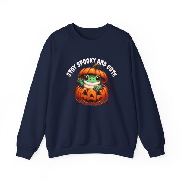 Cute Spooky Frog Jack-O-Lantern Sweatshirt, Halloween Graphic Crewneck, Unisex Jumper Gift, Funny Fall Apparel, Stay Cute Sweater - Image 34