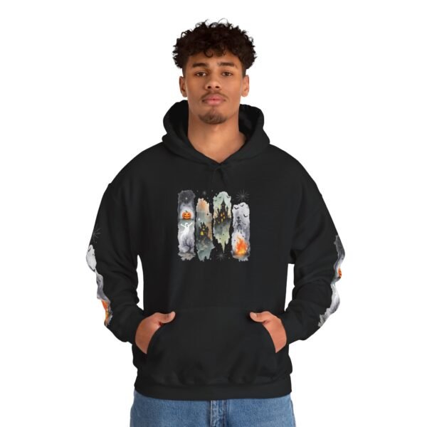 Halloween Spooky Scene Hoodie, Scary Gildan Sweatshirt, Halloween Print, Unisex Cozy Hoodie, Spooky Sweatshirt - Image 13