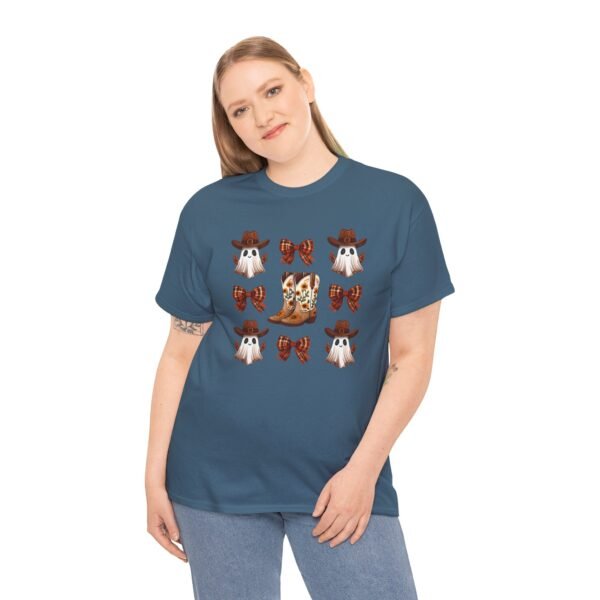 Halloween Ghost Sunflower Boots Unisex Tee, Fall Bows Gildan Shirt, Spooky Season Ghostly Top, Autumn Gift, Halloween Costume, Haunted - Image 61