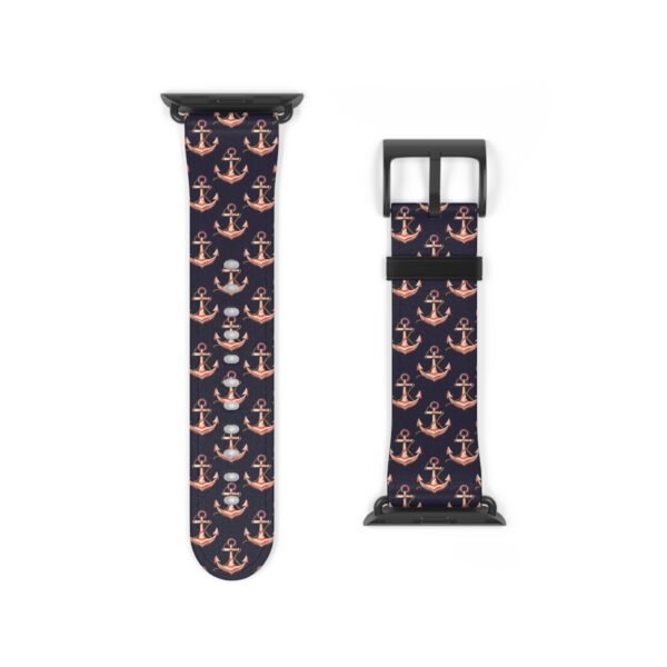 Watch Band - Nautical Pink and Navy Apple Watch Band, Multiple Sizes and Colors, anchor Pattern Strap - Image 6